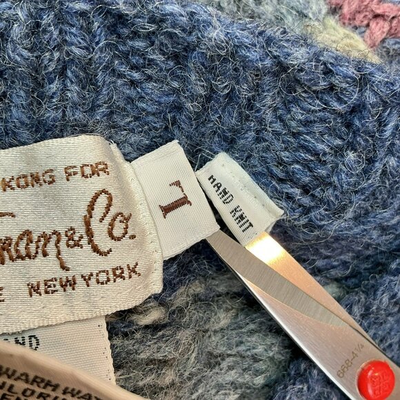 Vintage B.Altman & Co. 100% Shetland Hand Knit Wool Sweater Mens Large Geometric - Picture 10 of 13